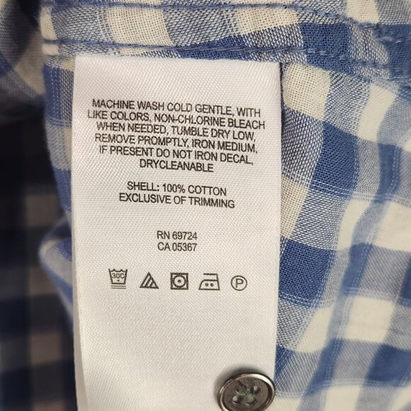 Columbia Button up Hooded Shirt Women's S Blue Stripe Roll Tab Long Sleeve - Picture 7 of 7